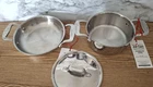 Lot Of All-clad Stainless Steel Pan 1/2 Qt Mini Dutch Oven & 6 Gratin New. Price: $59.99.