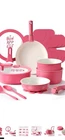 Carote 18-PIECE Non-stick Pink White Cookware Pan Set Induction Gas Electric New. Price: $90.00.