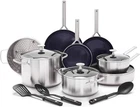 Blue Diamond 15 Piece Stainless Steel Tri-ply Cookware Pots And Pans Set, Induct New. Price: $498.73.
