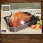 New Gibson Home Broxton Non-stick Steel Roasting Pan Set With Roaster Rack. Price: $30.00.