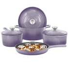 Megachef 7 Piece Enameled Cast Iron Cookware Set In Purple New. Price: $164.54.
