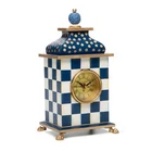 Mackenzie Childs Royal Check Hand Painted Wood Desk Clock 9"T 5"L 4"W New Box. Price: $134.00.