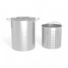 Stock Pot 30 Qt. Heavy-duty Aluminum Strainer Basket Built-in Handles Lid New. Price: $49.44.