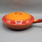 Vtg Descoware Belgium Enameled Cast Iron Skillet Pan W/ Lid #23-D 11" Fry Used. Price: $69.99.