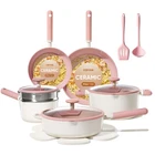 Ceramic Cookware Set Nonstick Toxic Dishwasher Pink Carote 15PCS Pots New. Price: $179.99.