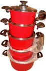 Honhey 10 Pcs Non Stick Concord Set Red Color 5 Pat Tops New. Price: $80.00.