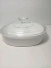 Vtg Corningware French White 1.8 Oval Casserole #F12B & Pyrex Lid #F12C Usa Used. Price: $17.67.