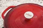 Lodge 3.6 Quart Cast Iron Casserole Pan. Red Enamel Dish New. Price: $75.00.