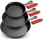 Nutrichef 3PC Cast Iron Skillets Various Sizes (3-PIECE Set), Black New. Price: $130.99.