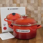 Creuset Enameled Steel 3.8 Quart Petite Stockpot, Cerise - New. Price: $84.95.