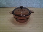 Corning Visions Ware Amber V-20-B Double Boiler Insert & Lid V1.5C Pyrex France Used. Price: $18.00.