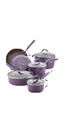Rachael Ray Porcelain Ii 10-PC Tempered Glass Cookware Set Purple Non Stick Used. Price: $60.00.