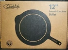 Cooklife 12" Inch Smooth Pre-seasoned Cast Iron Skillet W/ Handle Cover New. Price: $84.50.