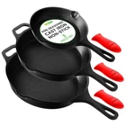 Nutrichef 3PC Cast Iron Skillets Various Sizes (3-PIECE Set), Black New. Price: $88.99.