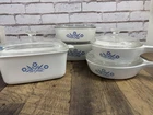 Corningware Blue Cornflower Casseroles Loaf Pan Skillets W/lids Near Mint 10 Pc Used. Price: $89.99.
