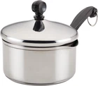 Farberware Classic Stainless Steel 1-QUART Covered Straining Saucepan, Silver New. Price: $34.05.