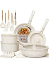Astercook 21 Pcs Pots & Pans Set Non Stick, Ceramic Cookware Detachable Handle New. Price: $69.25.