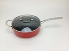 Martha Stewart 4.6-QT Saut Pan Hard-enameled Aluminum Nonstick Cookware Red New. Price: $43.99.