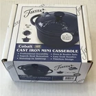 Cobalt Blue Enameled Nib Cast Iron Mini Dutch Casserole Fiestaware .35 Qt New. Price: $28.00.