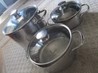 Wolfgang Puck Bistro Collection Silver Stainless Steel 6PC Cookware Set Used. Price: $74.99.