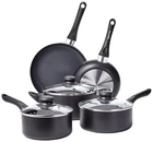Amazon Basics Non-stick Kitchen Cookware 8-PIECE Set, Non-induction, Black New. Price: $90.99.