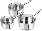 Michelangelo Stainless Steel Saucepan Set With Lids 1QT & 2QT 3QT, New. Price: $122.89.