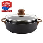 Imusa 6.9QT Black Stone Aluminum Speckled Nonstick Caldero With Glass Lid & Wood New. Price: $30.99.