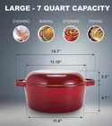 Free Ship New Bruntmor 7QT Dutch Oven 2-IN-1 Skillet Enameled Cast Iron Red. Price: $98.97.