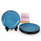 Gibson Soho Lounge Teal In Black Out Round Ceramic 7.75" Salad Plates Set Of 4 Used. Price: $28.04.