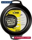 Lodge Seasoned Cast Iron Baker's Skillet - Heavy Duty Baking Pan With Dual Handl New. Price: $38.91.