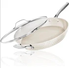 Gotham Steel Hammered Cream 14'' Ultra Ceramic Nonstick Fry Pan With Lid New. Price: $40.48.
