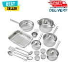 Mainstays 24 Pc Stainless Steel Cookware Set Pots, Pans, Lids & Kitchen Utensils New. Price: $65.99.