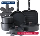 Sensarte 17 Piece Pots Pans Set, Nonstick Detachable Handle Cookware In New. Price: $128.23.