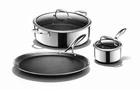 Hexclad Hybrid Stainless Steel Cookware 5-PIECE Set W/ Griddle Induction Sealed Used. Price: $248.28.