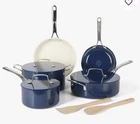 Martha Stewart Ceramic Nonstick Cookware Set Blue Lids Stainless Handles New. Price: $119.00.
