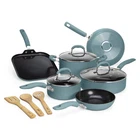 Goodful Ceramic Nonstick Pots And 12-PIECE Cookware Set, Turquoise New. Price: $109.99.