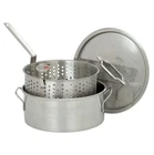 Bayou Classic 10 Quart Stainless Steel Fry Pot W/perforated Basket & Thermometer New. Price: $69.55.