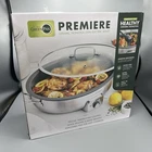 Greenpan Premiere Electric Ceramic Nonstick Skillet Oval 5.5-QUART Nib Open. Price: $185.00.