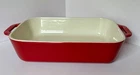Staub Cherry Red Stoneware Rectangular Baking Dish Casserole 13 2 Qt Ceramic Used. Price: $39.95.