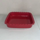 Chantal 93-SQR22 Red Ruffled Edge 9X9X1.75 Ceramic Gratin Bakeware Qt. Dish Used. Price: $24.99.
