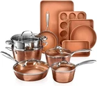 Gotham Steel Hammered 15 Piece Pots And Pans Set Non Stick Cookware Kitchen New. Price: $264.99.