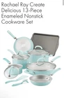 Rachael Ray Create Delicious 13-PIECE Nonstick Light Blue Cookware Set New. Price: $114.09.