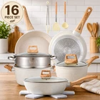 Nonstick Cookware Set White 16PC Kitchen Pots And Pans Strainer Spatula Frying New. Price: $74.89.