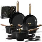 Carote Ceramic Cookware Set Nonstick, 16PCS Pots And Piece, Charcoal Black New. Price: $122.54.
