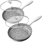 Michelangelo Frying Pan Set With Lid, 8" & 10" Granite 8+10 Inch, Gray New. Price: $87.24.