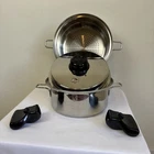 Saladmaster Versa Tec TP304-316 Quart Sauce Pan With Insert Steamer Vapo Lid Used. Price: $389.95.