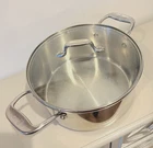Emeril 6 Qt Stainless Steel Copper Core Stock Pot With Glass Lid Double Handles Used. Price: $109.99.