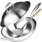 Willow & Everett Wok Non-stick Stainless Steel Stir Fry Pans With Domed Li New. Price: $181.70.