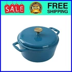Mainstays 4.75QT Oven-safe Cast Iron Ceramic Enamel Round Dutch Oven, Blue New. Price: $31.80.