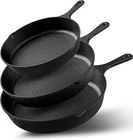 Kitchen Premium Cast Iron Skillets 3 Piece Set, Chef's Pan, Seasoned Frying New. Price: $65.99.